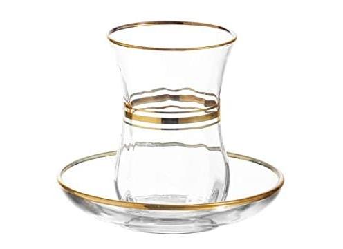 gallery image of Turkish Tea Glass & Saucer - 3 Lines