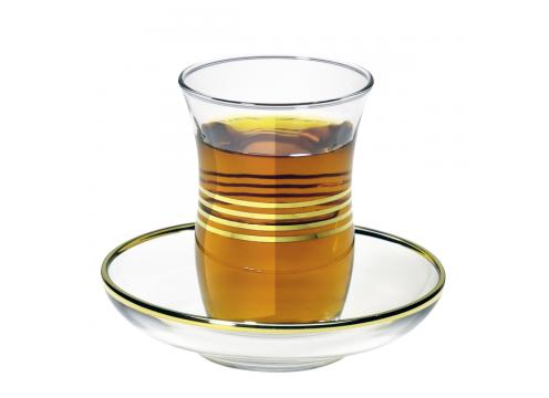 product image for Turkish Tea Glass & Saucer - 3 Lines