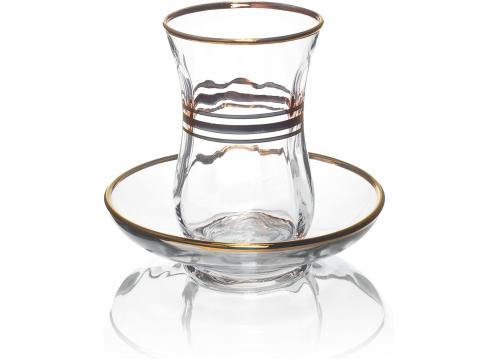 gallery image of Turkish Tea Glass & Saucer - 3 Lines