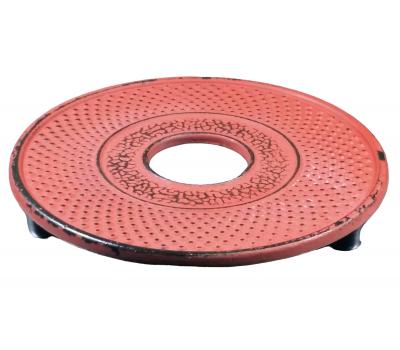 image of Cast Iron Trivet Hob Nail Red