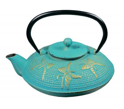 image of Cast Iron Teapot - Butterfly Turquoise