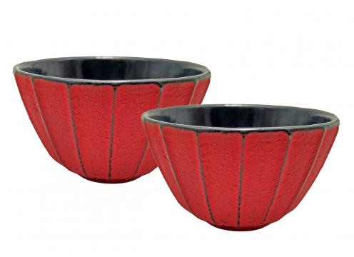 product image for Cast Iron Cups Ribbed Set of 2 - Red