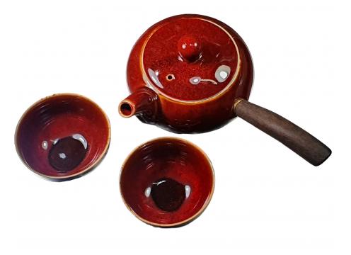 gallery image of Kyusu Red Teapot set - wooden Handle 