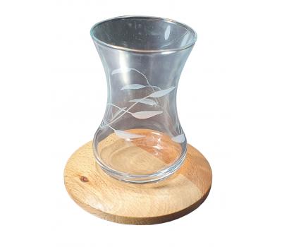 image of Vadi - Turkish Tea Glass & wooden Saucer
