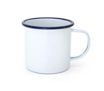 image of Enamel Mug - White with Blue rim