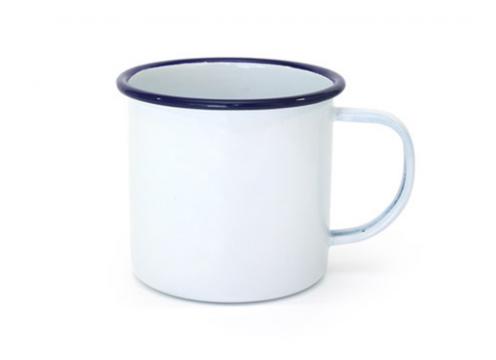 product image for Enamel Mug - White with Blue rim