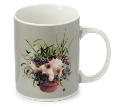 image of Kim Haskins Cat in plant pot mug - Green
