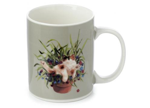product image for Kim Haskins Cat in plant pot mug - Green